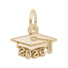 14k Yellow Gold Graduation Cap 2026 Flat Charm 1
