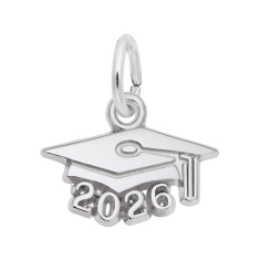 14k White Gold Graduation Cap 2026 Flat Charm 1