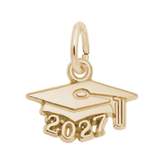 10k Yellow Gold Graduation Cap 2027 Flat Charm 1