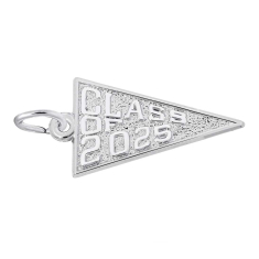14k White Gold Class of 2025 Graduation Flag Flat Charm 1