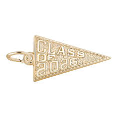 14k Yellow Gold Class of 2026 Graduation Flag Flat Charm 1