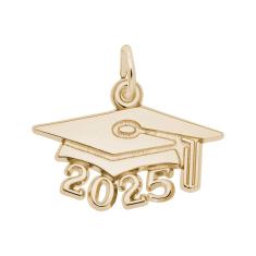 10k Yellow Gold Large Graduation Cap 2025 Flat Charm 1