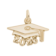 10k Yellow Gold Large Graduation Cap 2026 Flat Charm 1