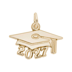 14k Yellow Gold Large Graduation Cap 2027 Flat Charm 1