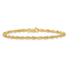 10k Yellow Gold 2.75mm Extra-Light Diamond-Cut Rope Chain Bracelet 1