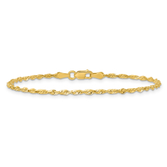 10k Yellow Gold 2mm Extra-Light Diamond-Cut Rope Chain Bracelet - 7 Inches 1