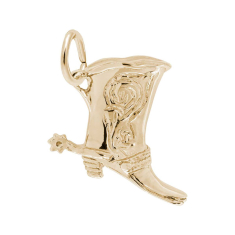 10k Yellow Gold Cowboy Boot with Spur 3D Charm 1