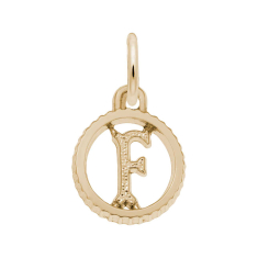 10k Yellow Gold Initial F Small Open Disc Flat Charm 1
