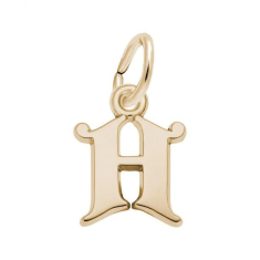 10k Yellow Gold Initial H Flat Charm 1