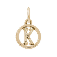 10k Yellow Gold Initial K Small Open Disc Flat Charm 1