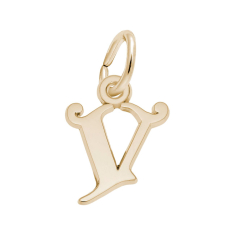 10k Yellow Gold Initial V Flat Charm 1