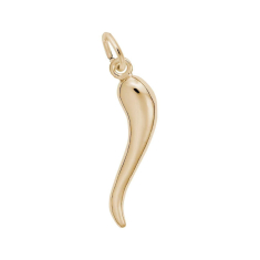 10k Yellow Gold Italian Horn 3D Charm 1