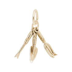 10k Yellow Gold Small Garden Tools 3 Piece 3D Charm 1