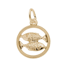 10k Yellow Gold Zodiac Pisces Cut-Out Flat Charm 1