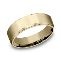 14k Yellow Gold 6.5mm Satin Finish Slight Bevel Edge Lightweight Comfort Fit Wedding Band 1