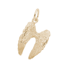 14k Yellow Gold Angel Wings 3D Charm 1