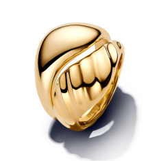 Pandora Essence Rippled Gold-Plated Stacking Rings 1