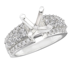 1 1/2ctw Diamond Princess and Round White Gold Engagement Ring Setting 1