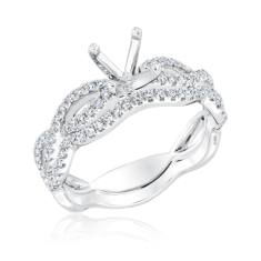 3/8ctw Round Diamond Infinity Twist White Gold Engagement Ring Setting and Wedding Band Bridal Set 1