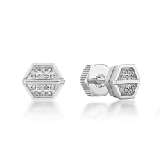 Men's 1/15ctw Diamond Hexagon Shaped Stainless Steel Stud Earrings 1