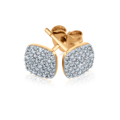 1/4ctw Diamond Cushion 10k Yellow Gold Stud Earrings 1