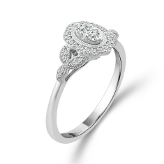 1/5ctw Diamond Scalloped Halo White Gold Promise Ring 1