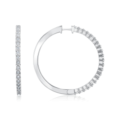 1/5ctw Diamond Sterling Silver Hoop Earrings 30mm 1