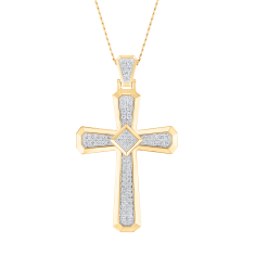 1ctw Diamond Yellow Gold Cross Necklace | Men's | 22 Inches 1