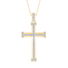 1ctw Diamond Yellow Gold Cross Necklace | Men's | 22 Inches 1