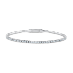 1ctw Round Diamond White Gold Flexible Bangle Bracelet 1