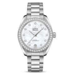 Previously Owned OMEGA Seamaster Aqua Terra Chronograph Mother-of-Pearl Dial and Diamond Watch 34mm - O22015342055001 1