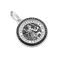 Men's David Yurman St. Christopher Amulet in Sterling Silver with Black Diamonds, 34.5mm 1