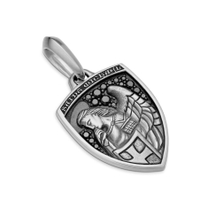Men's David Yurman St. Michael Amulet in Sterling Silver with Black Diamonds, 26mm 1