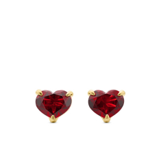 David Yurman Chatelaine Heart Stud Earrings in 18K Yellow Gold with Garnet, 8mm 1