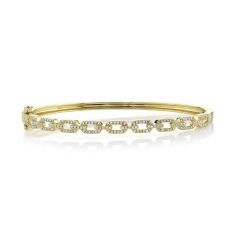 Shy Creation 3/8ctw Diamond Yellow Gold Link Bangle Bracelet 1