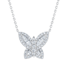 1/2ctw Diamond Butterfly 10k White Gold Necklace 1