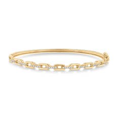 1/4ctw Diamond 10k Yellow Gold Link Bangle Bracelet 1