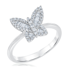 1/3ctw Diamond Butterfly 10k White Gold Ring 1