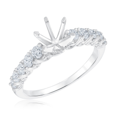 1/2ctw Diamond Scalloped White Gold Engagement Ring Setting 1