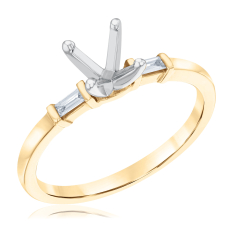 1/10ctw Baguette Diamond 14k Yellow Gold Engagement Ring Setting 1