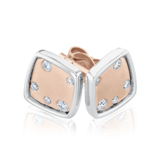 Breuning 1/5ctw Two-Tone 14k Rose and White Gold Stud Earrings 1