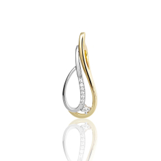 Breuning 1/20ctw Two-Tone White and Yellow Gold Pendant 1