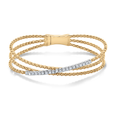 REEDS Flexible 5/8ctw Diamond Two-Tone Multi-Row Bangle Bracelet 1