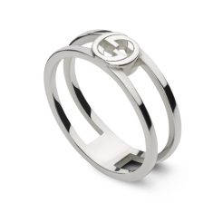 Gucci Interlocking G 6mm Sterling Silver Ring - Size 7.25 1