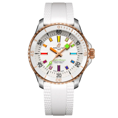 Breitling Superocean Automatic 36 White Rainbow Dial White Rubber Strap Watch 36mm - U17377211A1S1 1