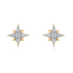 Papyrus 1/20ctw Diamond Star 10k Yellow Gold Stud Earrings 1
