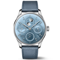 IWC Portugieser Perpetual Calendar 44 Horizon Blue Dial Blue Leather Strap Watch 44.4mm  - IW503703 1