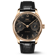 IWC Portugieser Automatic 42 Black Dial Black Leather Strap Watch 42mm - IW501707 1