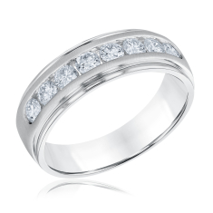 Men's 1ctw Round Lab Grown Diamond 10k White Gold Wedding Band 1