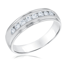 Men's 1/2ctw Round Lab Grown Diamond 10k White Gold Wedding Band 1
